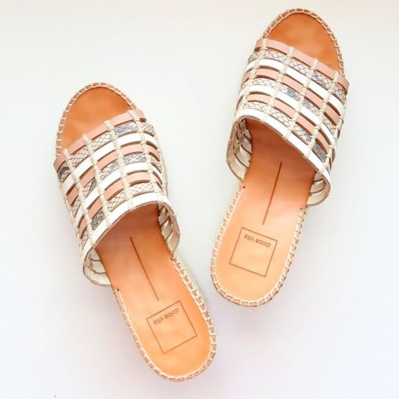 Dolce Vita Beige Platform Espadrille Wedge Heel Mule Sandals Slip-on Summer Shoe - Picture 15 of 16
